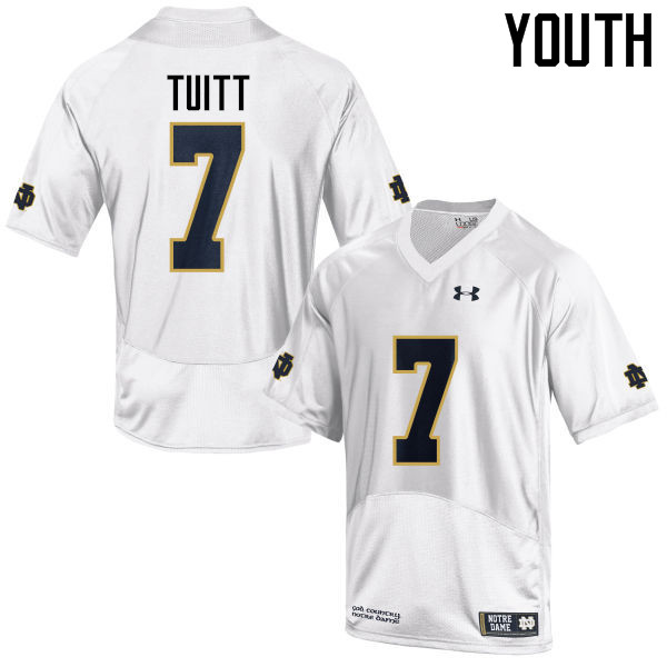 Youth NCAA Notre Dame Fighting Irish #7 Stephon Tuitt Stitched College Under Armour Authentic White Football Jersey KE10P15OD